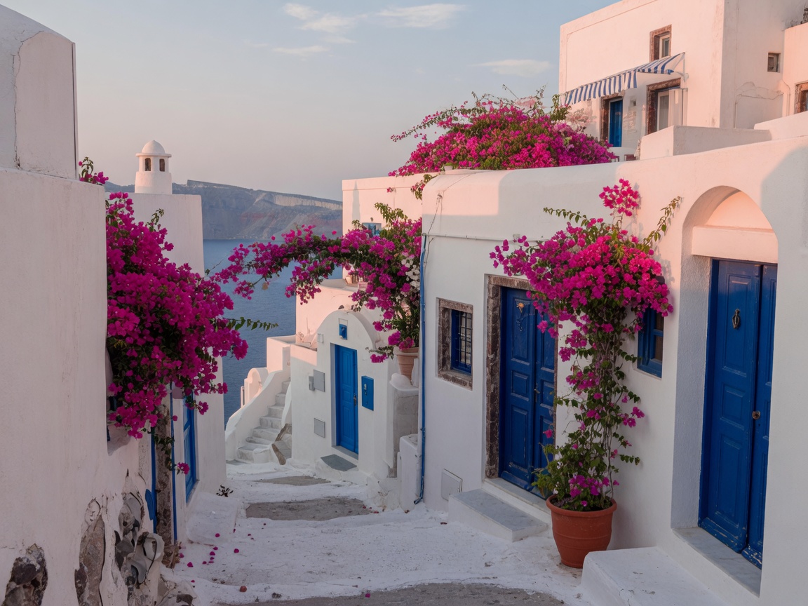 Imagine · Whitewashed Santorini lane